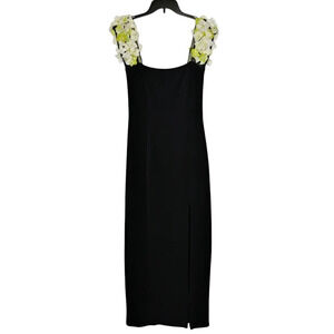 Cache Vintage Y2K Black Maxi Dress Slit Floral Fairycore Wedding Guest Size Med
